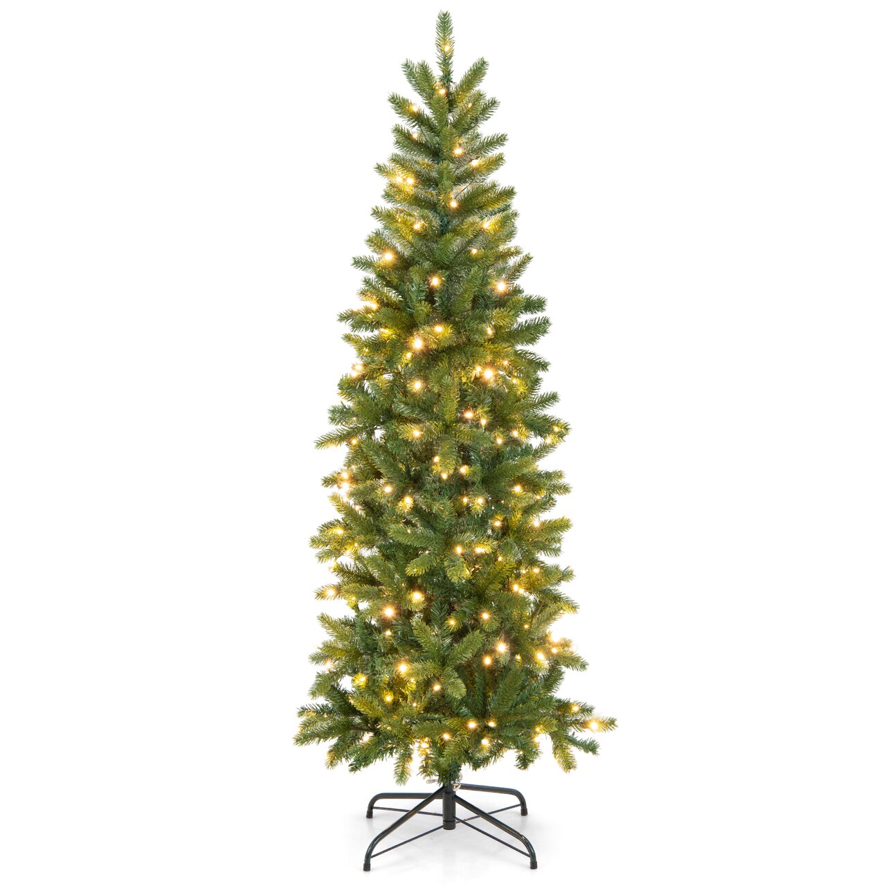 Green 5 Feet Slim Pre-Lit Christmas Tree with 180 LED Lights and 390 Lifelike Branch Tips